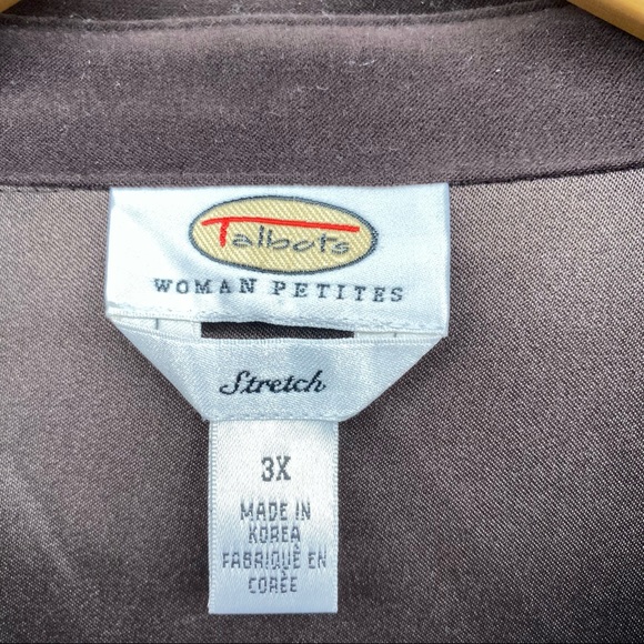 Talbots Brown Faux Suede Stretch Button Down Top 3X - Picture 4 of 7